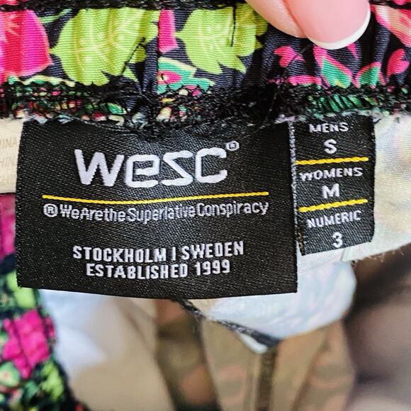 WeSC Pacsun Board Shorts Mens Small Flamingo Pink Tropical Palm Tree Swim Trunks - Picture 4 of 4